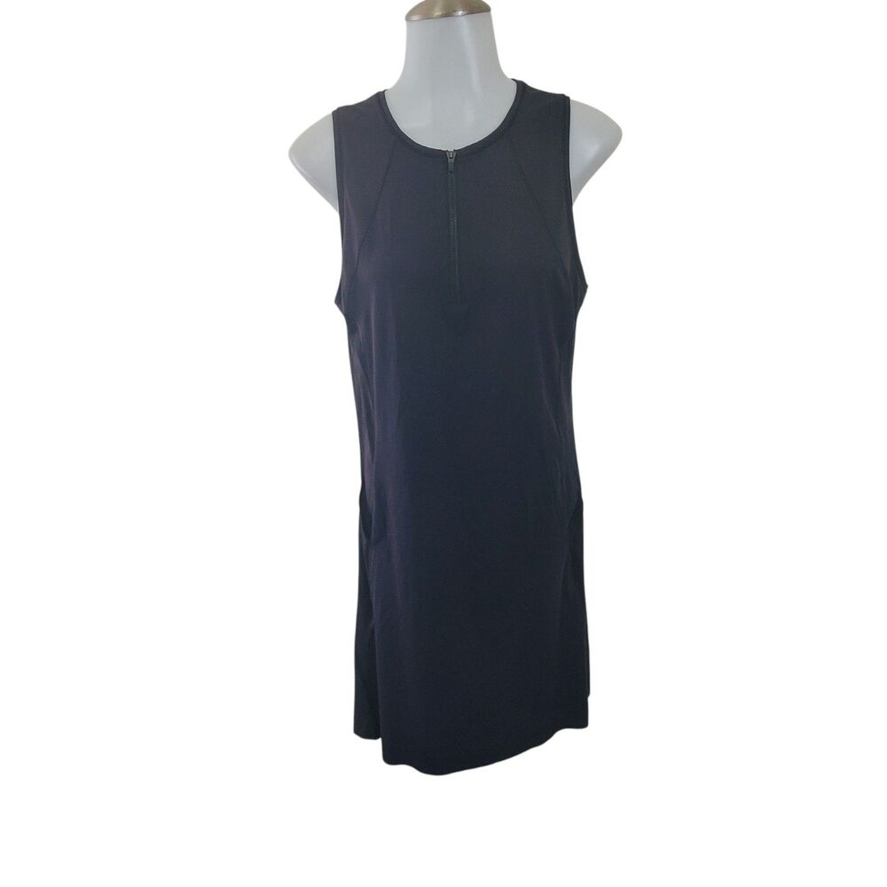 Rush Activewear Dress L Black Sleeveless Lightweight Tennis Gym Travel Mesh Vent
